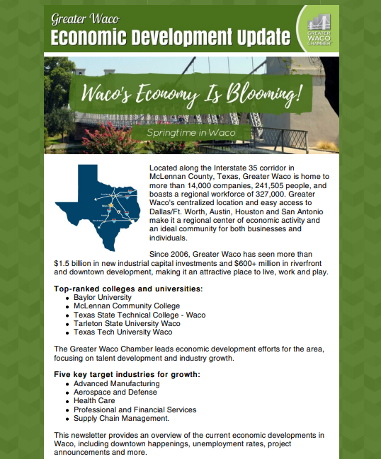 Economic Development E-Newsletter | Greater Waco Chamber